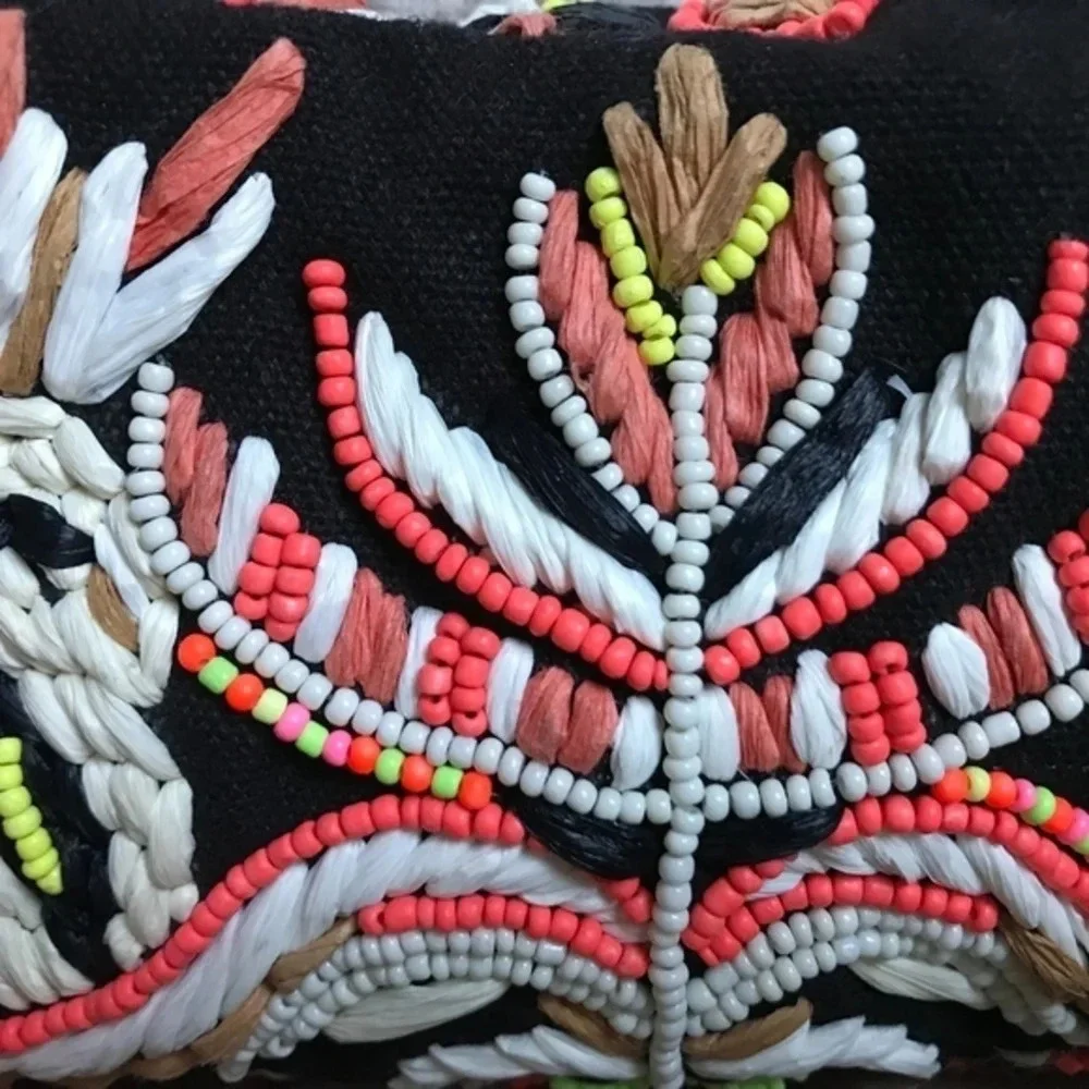 Anthropologie Raffia Embellished  Clutch